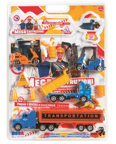 Игрален комплект RS Toys - Строителни машини, 4 броя