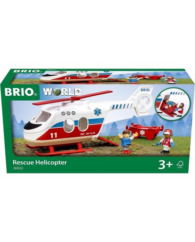 Игрален комплект Brio World - Спасителен хеликоптер, с фигурки - 6