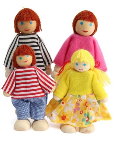 Игрален комплект Smart Baby - Семейство дървени кукли, 4 броя - 1