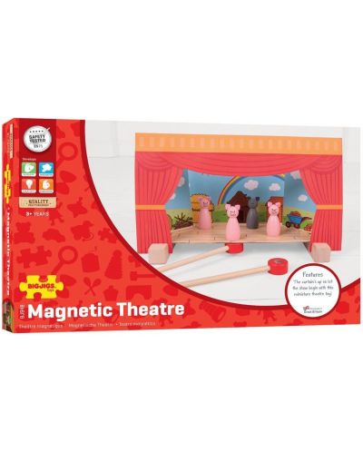 Игрален комплект Bigjigs  - Магнитен театър с дървени фигурки - 6