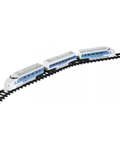 Игрален комплект Raya Toys - Влак Express на батерии с релси, син - 2