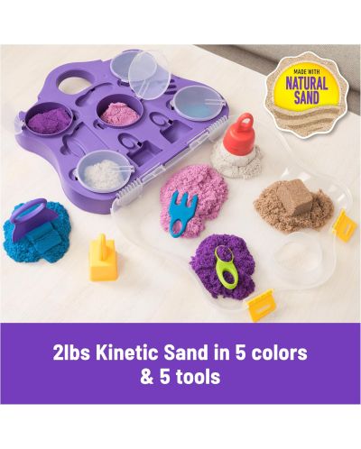 Игрален комплект Kinetic Sand - Куфарче с 5 вида пясък - 3