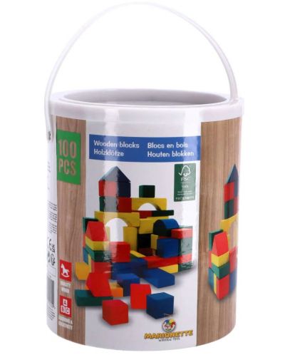 Игрален комплект Marionette - Дървени блокчета, 100 броя - 3