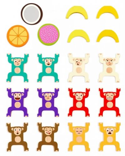 Игрален комплект Battat - Дървени цветни маймунки за подреждане - 3
