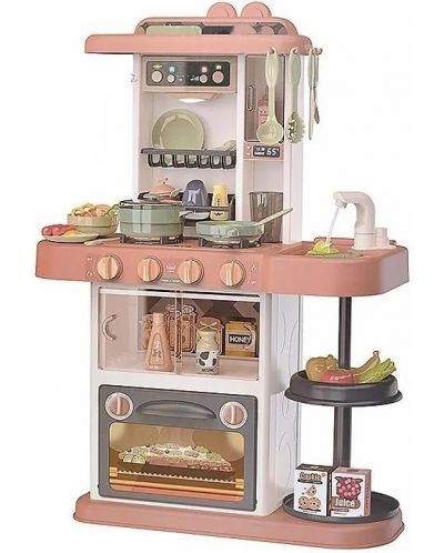 Игрален комплект Raya Toys - Детска кухня с вода и пара, розова - 1