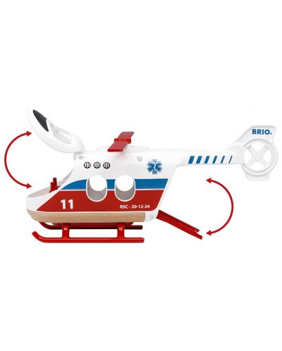 Игрален комплект Brio World - Спасителен хеликоптер, с фигурки - 3