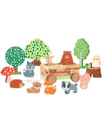 Игрален комплект Orange Tree Toys - Горски животни с количка - 2