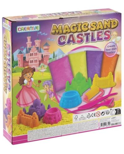 Игрален комплект Grafix - Магически пясък с формички, Замък, асортимент - 4