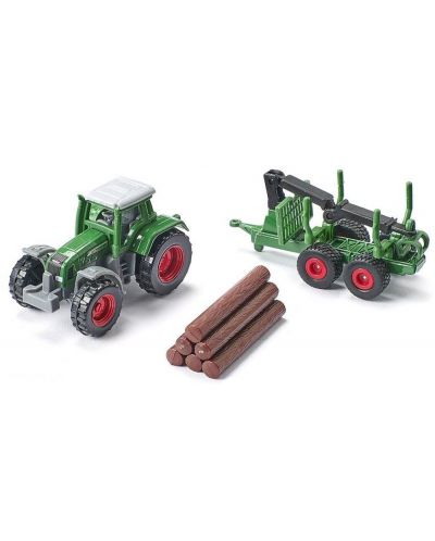 Метална играчка Siku Super - Трактор с ремарке за горското стопанство - 3