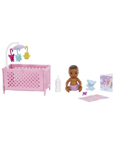 Игрален комплект Barbie Skipper - Барби детегледачка със сини кичури - 3