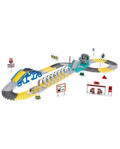 Игрален комплект Felyx Toys - Писта със светещо камионче, тунел, 169 части - 2