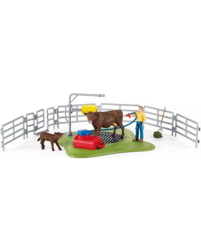 Игрален комплект Schleich Farm World - Място за измиване на крави - 1