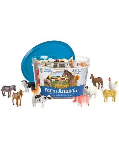 Игрален комплект Learning Resources - Животни от фермата, 60 броя - 1