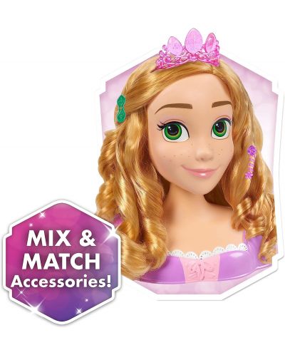 Игрален комплект Just Play Disney Princess - Манекен за прически Рапунцел, с 18 aксесоара - 6