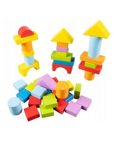 Игрален комплект Kruzzel - Дървени блокчета, 100 броя - 3