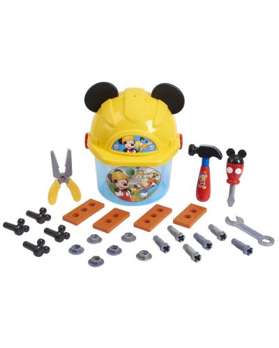 Игрален комплект Just Play Disney Mickey - Детски инструменти в кофа с каска - 1