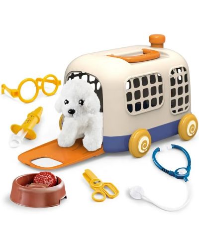 Игрален комплект Raya Toys - Кученце с клетка на колела - 1