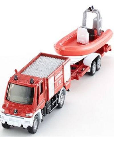 Игрален комплект Siku - Пожарникарски камион с лодка - 2
