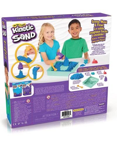 Игрален комплект Kinetic Sand - Пясъчник с аксесоари и син кинетичен пясък - 7