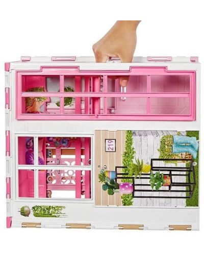 Игрален комплект Mattel Barbie - Компактна преносима къща - 4