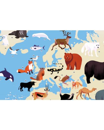 Игрален комплект Poppik - Животните по света, плакат със стикери - 8