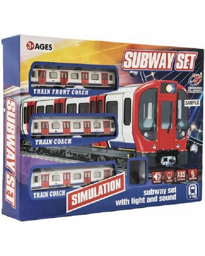 Игрален комплект Raya Toys - Електрическо метро с релси, 88 cm - 2