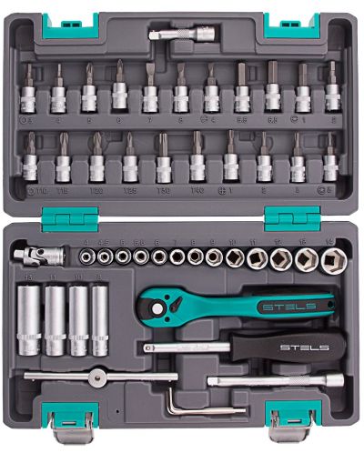 Инструменти Stels - 47 части, 1.4'', стомана CrV и S2, подсилен куфар - 3