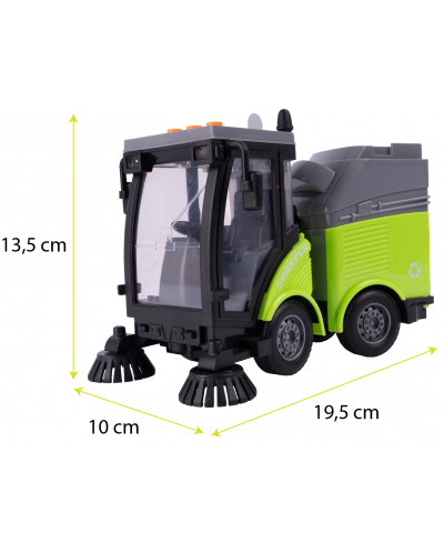 Интерактивна играчка Malplay - Улична почистваща машина с четки, 1:16, зелена - 2
