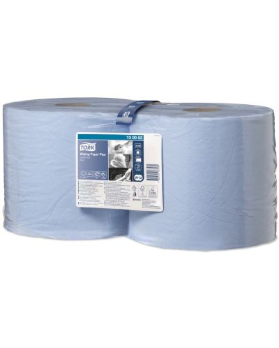 Индустриална хартия на ролка Tork - Wiping Paper Plus, W1/2, 2 x 750 къса, синя - 1