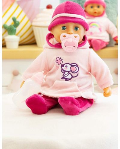 Интерактивна кукла Bayer First Words Baby - Розова рокля с мишле, 38 cm - 2