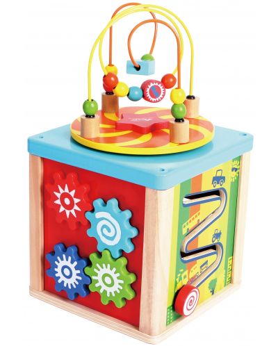 Интерактивна играчка Acool Toy - Музикален дървен образователен куб - 1