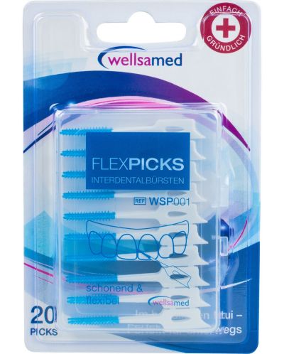 Wellsamed Интердентални клечки за зъби FlexPicks, 20 броя - 1