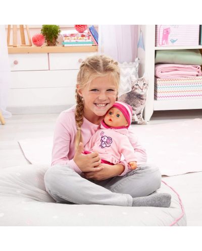 Интерактивна кукла Bayer First Words Baby - Розова рокля с мишле, 38 cm - 3
