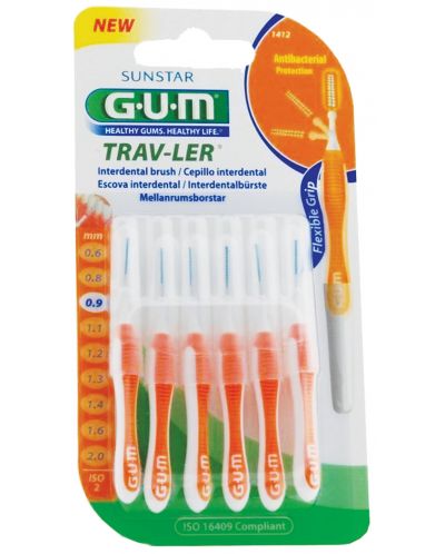 Gum Интердентални четки Trav-Ler, 0.9 mm, 6 броя - 1
