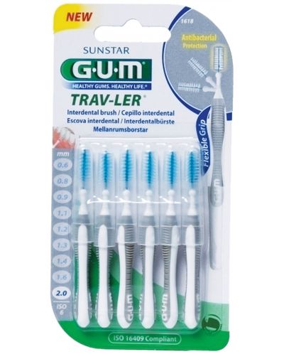Gum Интердентални четки Trav-Ler, 2.0 mm, 6 броя - 1