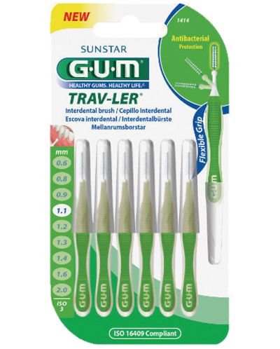 Gum Интердентални четки Trav-Ler, 1.1 mm, 6 броя - 1