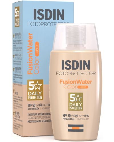 Isdin Fotoprotector Тониран слънцезащитен флуид Fusion Water, Light, SPF 50, 50 ml - 1