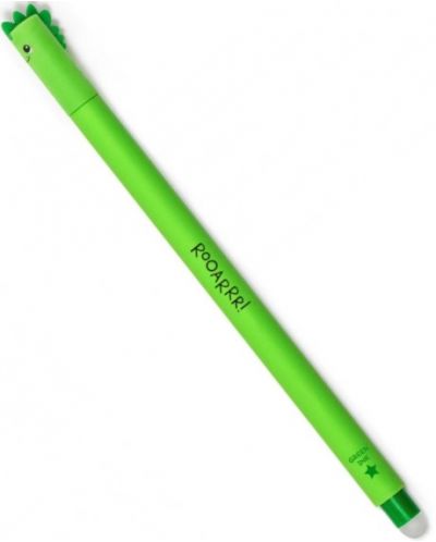 Изтриваема гел химикалка с гума Legami - Динозавър, зелена - 1