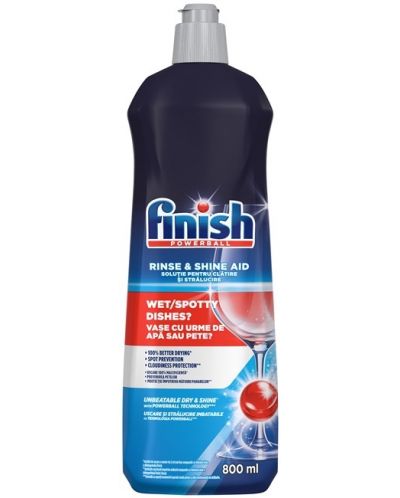 Изплакваща течност за съдомиялна Finish - Rinse & Shine Aid, 800 ml - 1