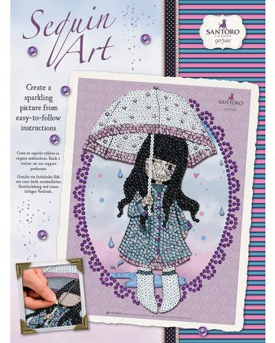 Творчески комплект KSG Crafts Sequin Art Gorjuss - Изкуство с пайети, Момиче с чадър - 1