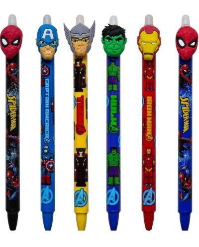 Изтриваща се химикалка с гума Colorino Disney - Spiderman & Avengers, асортимент - 1