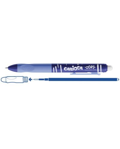 Изтриваща се химикалка с гума Carioca Oops - Синя, с клик механизъм - 2