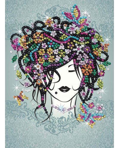 Творчески комплект KSG Crafts - Изкуство с пайети, Момиче с цветя - 2