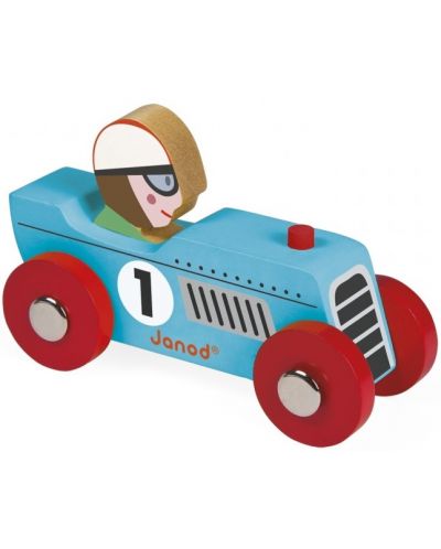Дървена играчка Janod - Състезателна ретро кола (асортимент) - 3