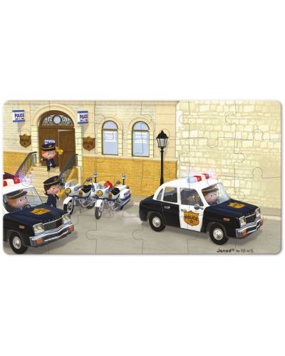 Детски пъзел Janod Lovely Puzzles - Полицейска кола на Брайс - 2