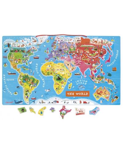 Детска магнитна игра Janod - Карта на света, на английски език - 3