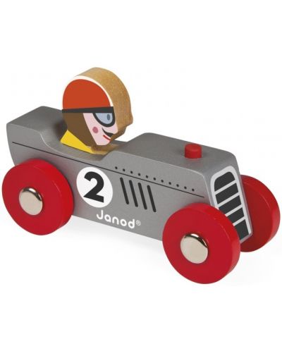 Дървена играчка Janod - Състезателна ретро кола (асортимент) - 2