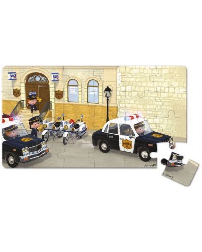Детски пъзел Janod Lovely Puzzles - Полицейска кола на Брайс - 3