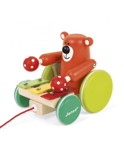 Дървена играчка за дърпане Janod - Мечка с ксилофон - 3