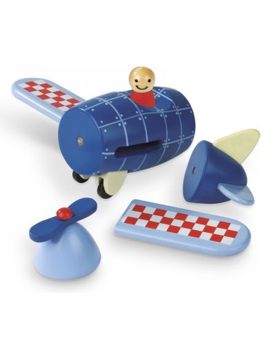 Дървена играчка Janod - Магнитен самолет - 3